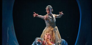 Acacia Danielson as The Snow Queen and Joshua Cole Lucas as Kai in 'The Snow Queen' at Synetic Theater. Photo by DJ Corey Photography.